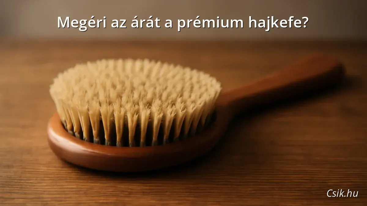 Prémium hajkefe természetes sörtékkel egy fa felületen